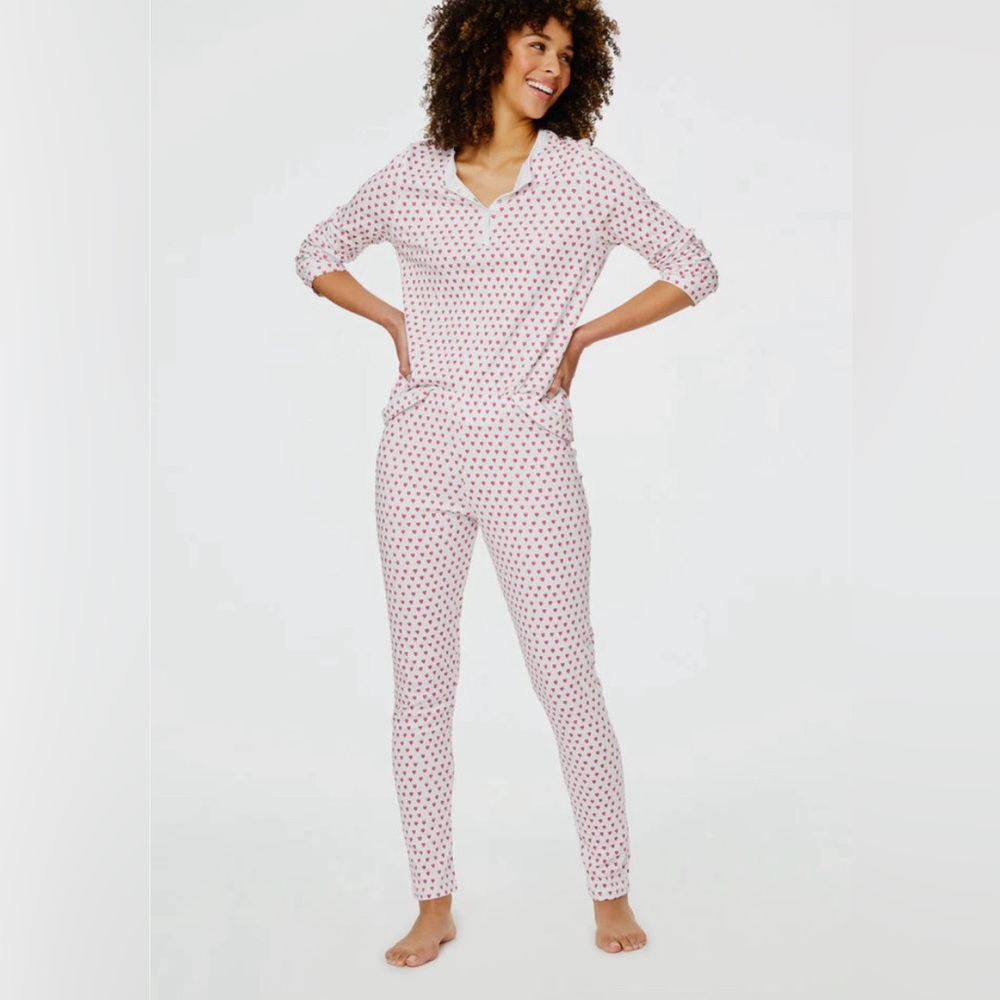 Roller Rabbit Hearts Pajamas PJs Pink